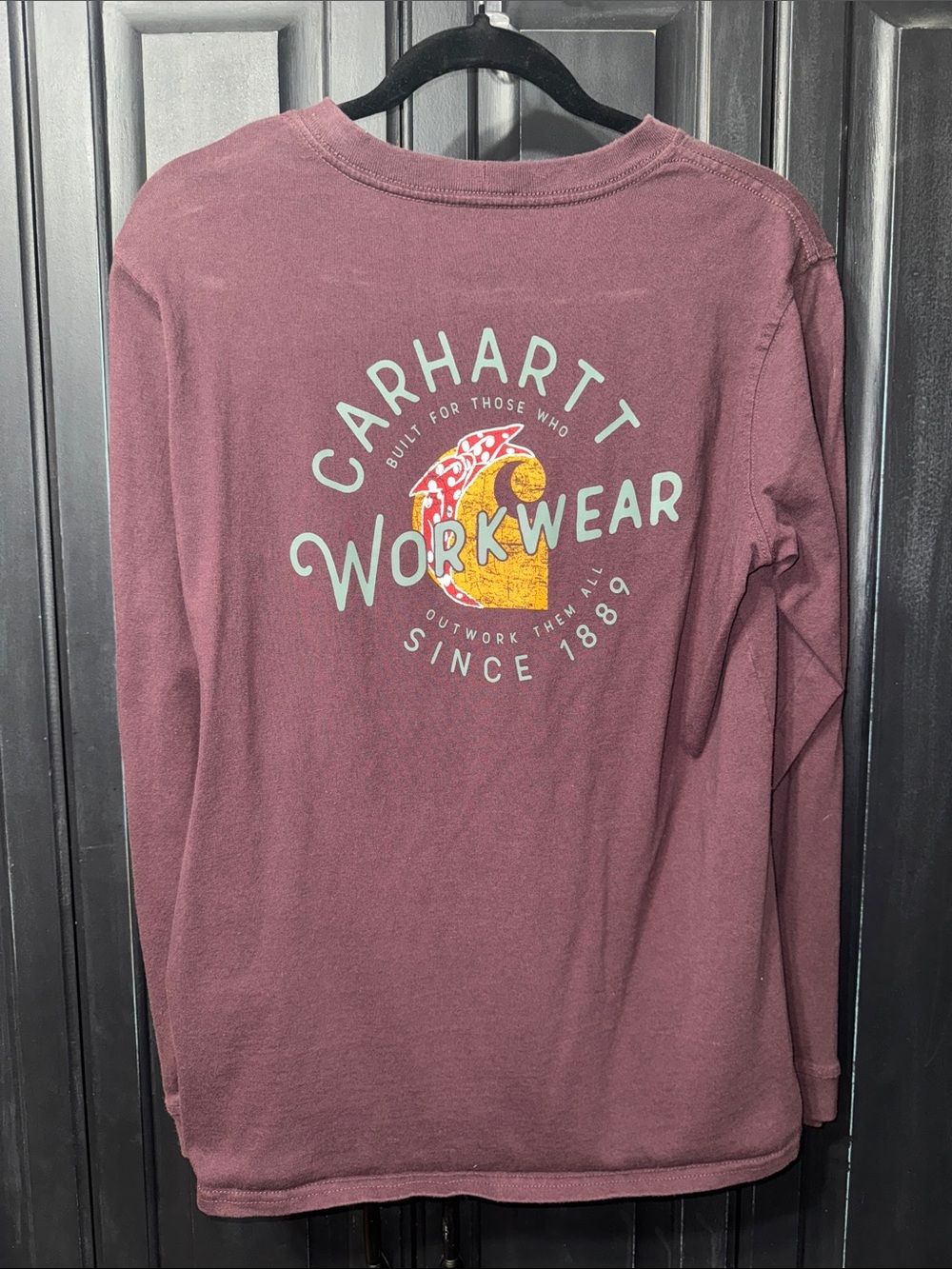 Women’s Carhartt Long Sleeve Workwear Tee - Mauve Purple w/ Mint Logo - M (8-10)